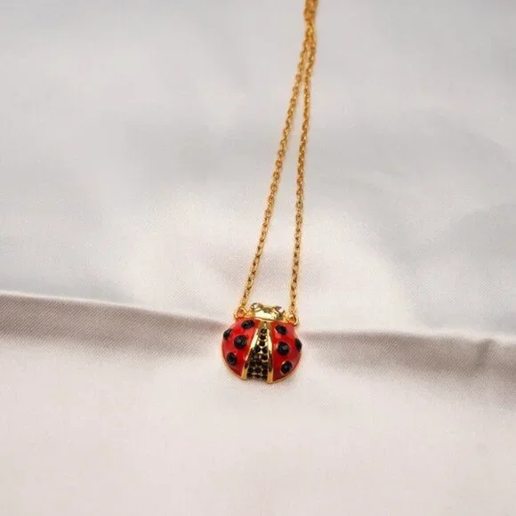 Kate Spade Gold Red Multi Little Ladybug Mini Pendant Necklace NEW - Picture 5 of 9